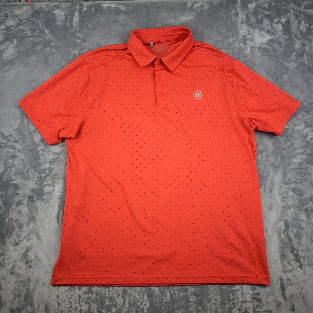Under Armour Shirt Mens Size XL Red Playoff Polo Golf Diamond Print Stretch